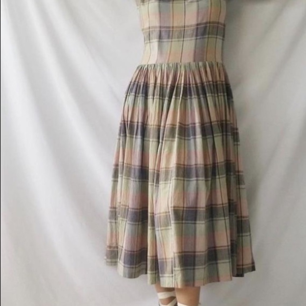 Vintage 80s Norma Kamali Rare 2 Piece Indian Cotton Madras Plaid Dress &… - Picture 13 of 16